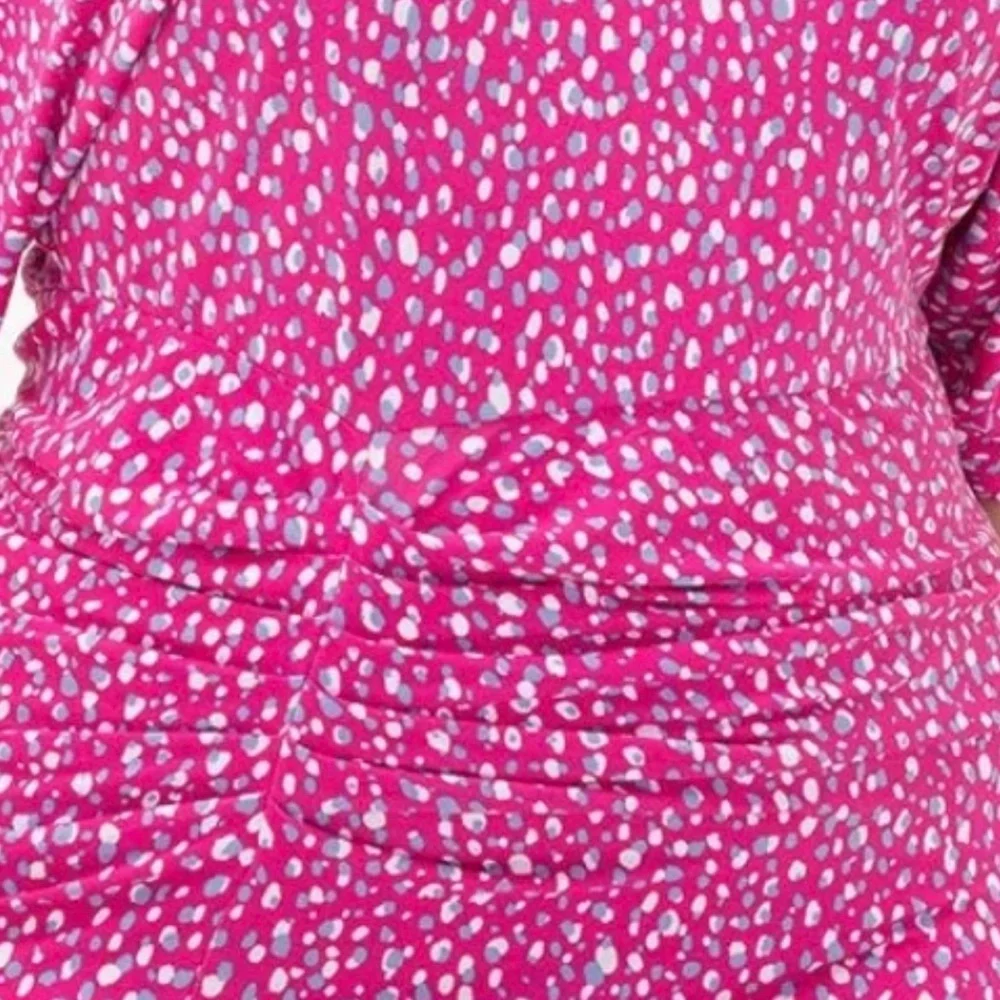 Eloquii Plus Size 18/20 Dolman Sleeve Ruched Dress Asymmetrical Pink Party Dress - Picture 6 of 7